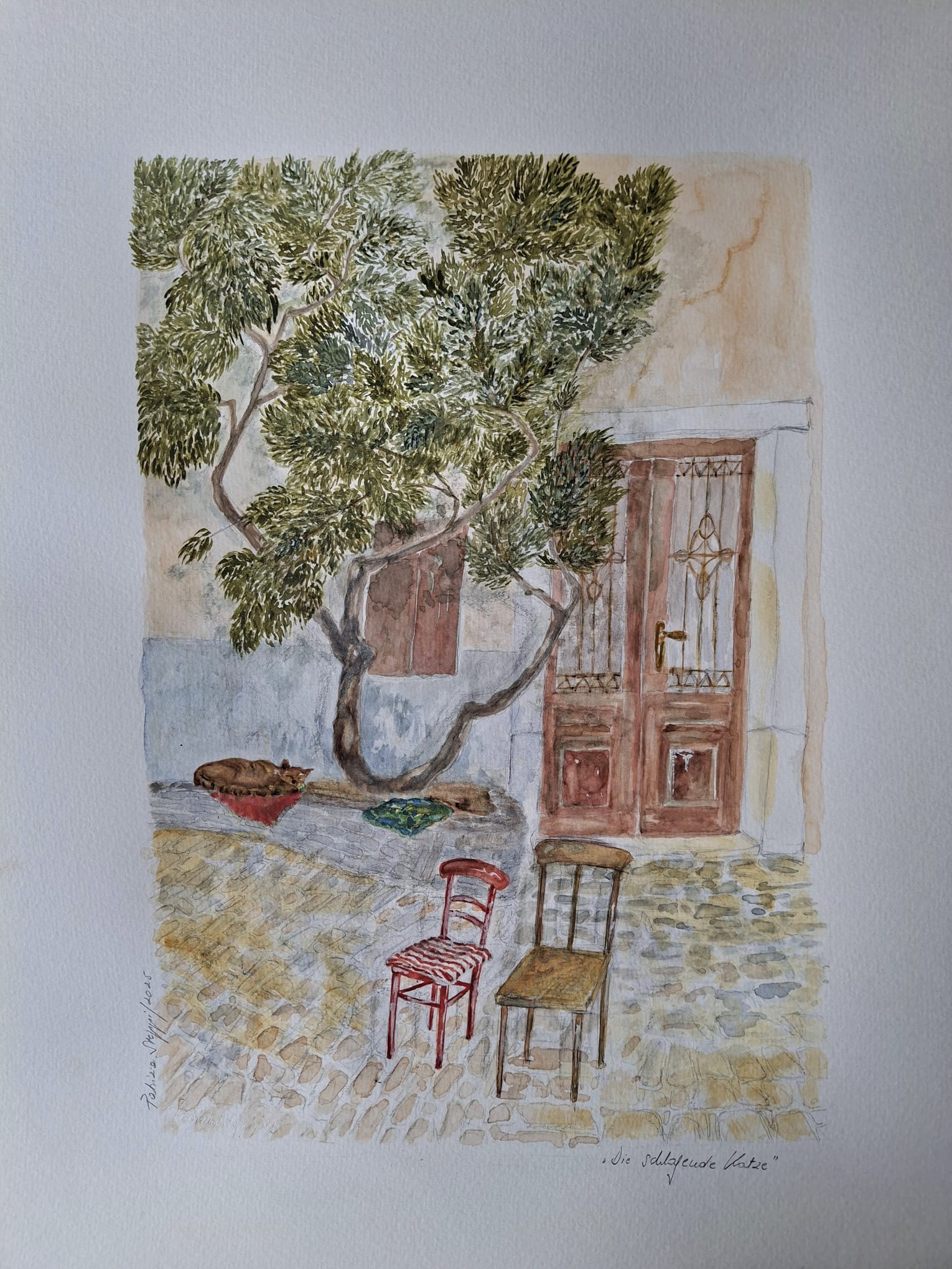 Die schlafende Katze – Aquarell von Patrizia Steppi